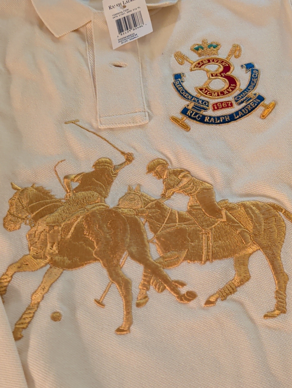 Ralph Lauren 1967 Bleeckers Cup Polo Shirt - Cream with Gold Embroidery - Picture 2 of 13